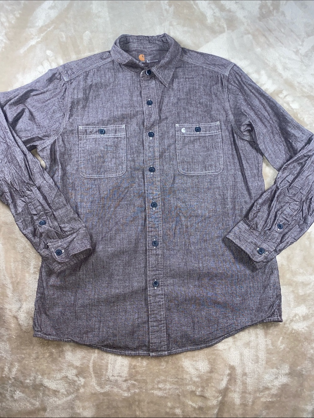 Carhartt Men’s Button-Down Work Shirt in Heather Brown